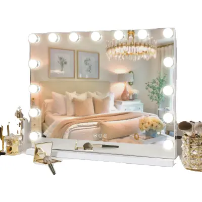 Ogledalo za ličenje, Hollywood luči, nastavljive LED žarnice, 5846USB-Bela