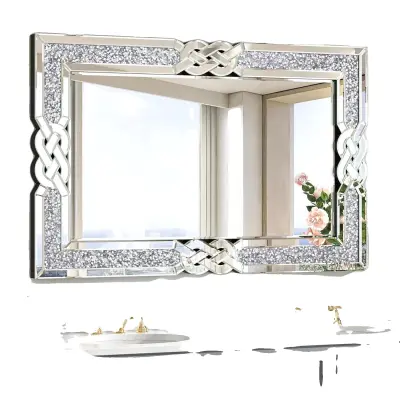 Ogledalo na steni, pravokotna oblika, dekorativna sijoča površina, srebrno 100x70cm