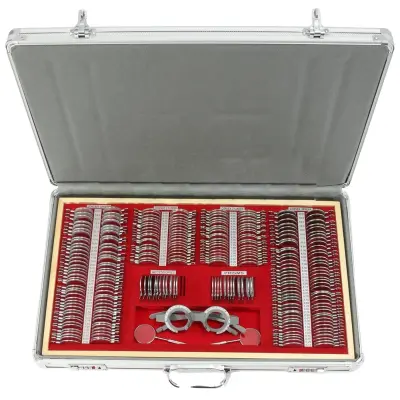 Optometrijski komplet, 266 kosov, aluminijasta torba, RDEČA