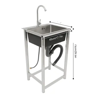 Kovinski korito iz nerjavečega jekla, prostoren dizajn, 360° rotirna pipa, Srebrna