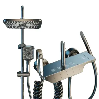 Kopalniška tuš pipa, 4 možnosti funkcionalnosti, trdna konstrukcija, siva brez zaslona