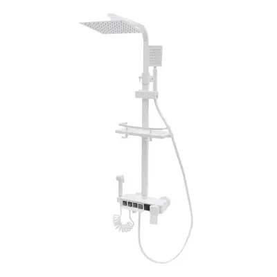 Sistem tuš panela, nastavljiva višina, 4 vodne izhode, BELA
