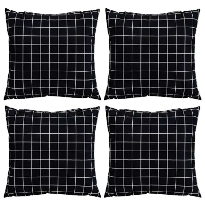 vidaXL Razprševne blazine 4 pcs Črno karo 40 x 40 cm Poliester