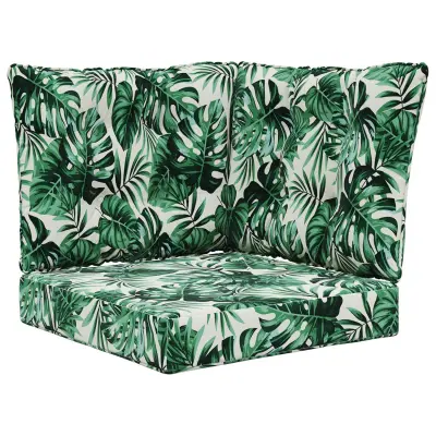 vidaXL Zunanja blazina za kavč 3 pcs Vzorec lista Poliester