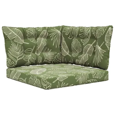 vidaXL Zunanja blazina za kavč 3 pcs Listnati dizajn Poliester