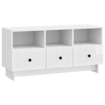 vidaXL TV omarica Bela visok sijaj 102 x 34,5 x 50 cm Inženirski les