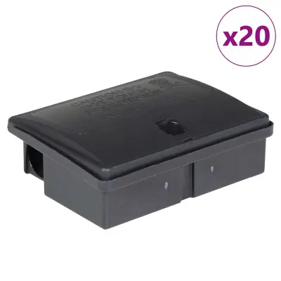vidaXL Pasti za miši 20 kosov ?rne 13x10x4 cm