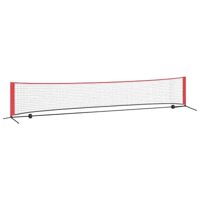vidaXL Teniška mreža Črna in rdeča 494,5 x 90 x 87 cm Poliester