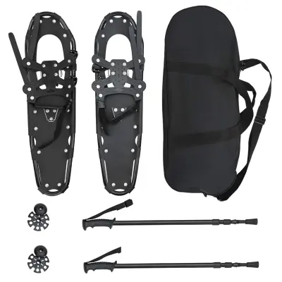 vidaXL 3 V 1 snežni čevlji s pohodniškimi palicami Črna 78,5 x 22 cm