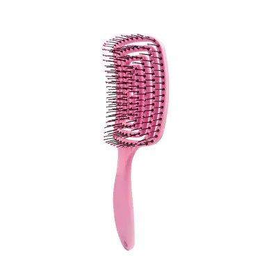 Ergonomska ukrivljena krtača z zračnikom za masažo lasišča Pink