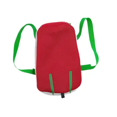 Prsni nahrbtnik za mačko, rdeč poliester z mrežo in nastavljivi trakovi  S