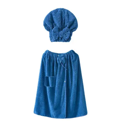 Nosljiva kopalna brisača z naramnicami, vpojna, nastavljiva velikost 2XL–4XL, žep | LUXROBA Modra