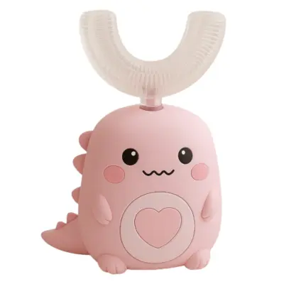 360° otroška električna zobna ščetka, sonična z LED lučko, 5 načinov čiščenja, USB polnjenje | TOOFY Roza