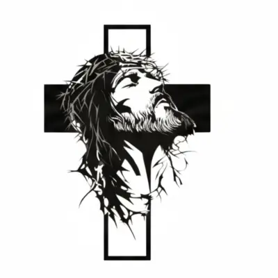 Kovinski stenski križ moderna dekoracija 21x30 cm črn | JESUMET