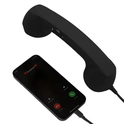 Retro telefonska slušalka USB-C z gumbom za klice | RETOTALK Črna