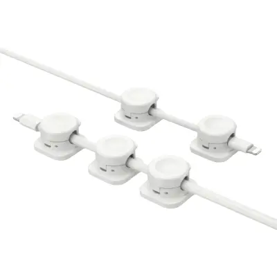 Magnetni samolepilni organizator kablov 12 kos, univerzalni USB/AUX | CABLIP Bela