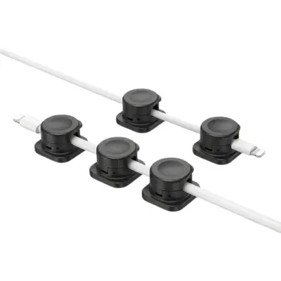 Magnetni samolepilni organizator kablov 12 kos, univerzalni USB/AUX | CABLIP Črna