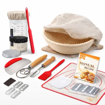 Komplet za kislo testo in peko kruha, košarica 23 cm, fermentacijski kozarec 650 ml, set orodij | DOUGHMASTER
