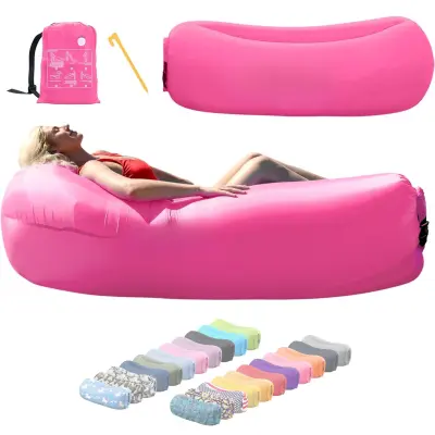 Prenosna napihljiva ležalka 180 cm za odrasle in otroke | COMFYAIR Roza