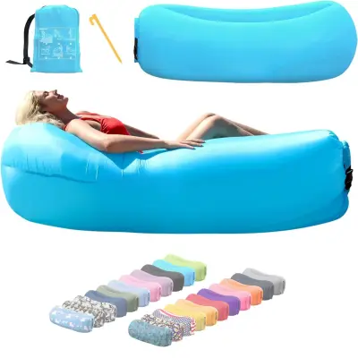 Prenosna napihljiva ležalka 180 cm za odrasle in otroke | COMFYAIR Modra