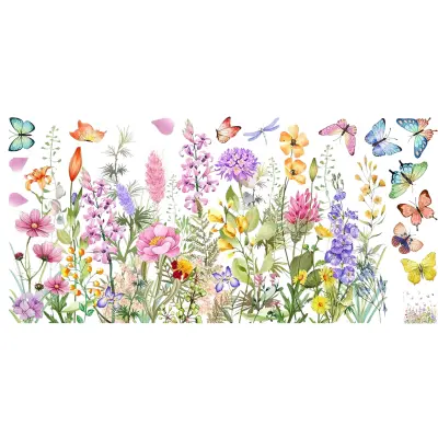 Cvetlična nalepka za okno, dvostranski tisk, odstranljiva dekoracija | FLORASTIK Cvetovi in metulji