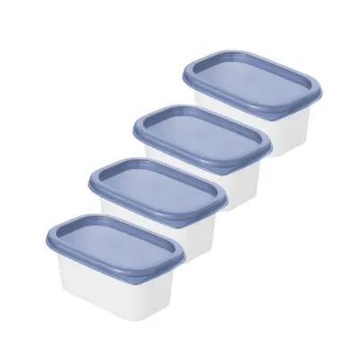 Set posod za shranjevanje Domino 0,2l / 4 kos / modra / pvc
