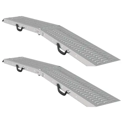 vidaXL Zložljiva Ramp 200kg na rampo 2 pcs srebrna 166 x 23 x 4,5 cm