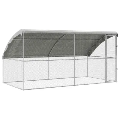 vidaXL Kletka za piščance 2 pcs srebrna 400 x 200 x 198,5 cm