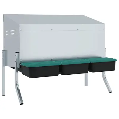 vidaXL Gnezdišče za piščance s 3 predelki in nogami iz pocinkanega jekla