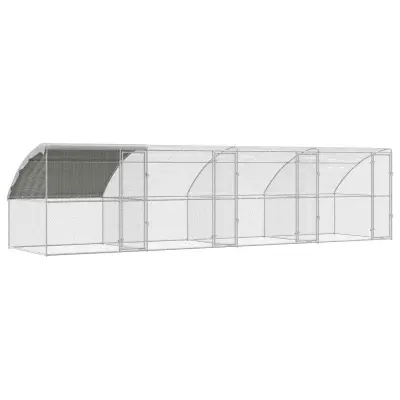 vidaXL Kletka za piščance 4 pcs srebrna 800 x 200 x 200 cm Jeklo in PE