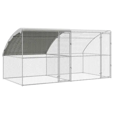 vidaXL Kletka za piščance 2 pcs srebrna 400 x 200 x 200 cm Jeklo in PE