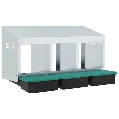 vidaXL Gnezdišče za piščance s 3 predelki, stensko, pocinkano jeklo