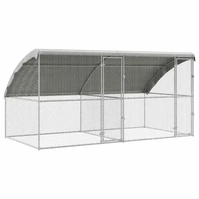 vidaXL Kletka za piščance 2 pcs srebrna 400 x 200 x 198,5 cm
