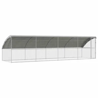 vidaXL Kletka za piščance 4 pcs srebrna 800 x 200 x 198,5 cm