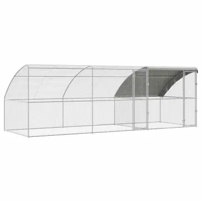 vidaXL Kletka za piščance 3 pcs srebrna 600 x 200 x 200 cm Jeklo in PE