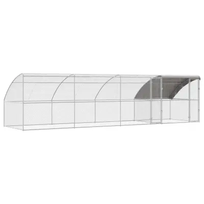 vidaXL Kletka za piščance 4 pcs srebrna 800 x 200 x 200 cm Jeklo in PE