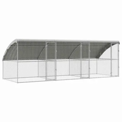 vidaXL Kletka za piščance 3 pcs srebrna 600 x 200 x 198,5 cm