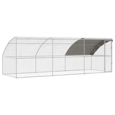 vidaXL Kletka za piščance 3 pcs srebrna 600 x 200 x 200 cm Jeklo in PE