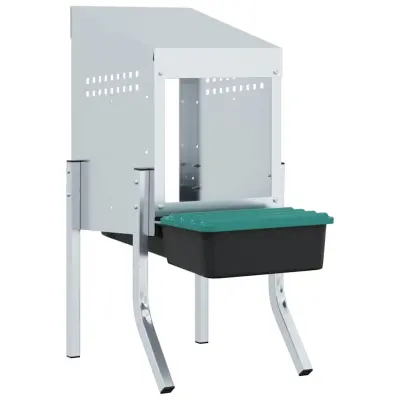 vidaXL Gnezdišče za piščance z 1 predelkom in nogami iz pocinkanega jekla