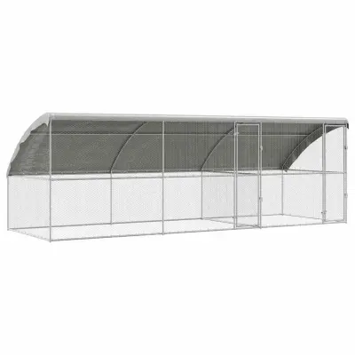 vidaXL Kletka za piščance 3 pcs srebrna 600 x 200 x 198,5 cm