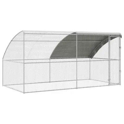vidaXL Kletka za piščance 2 pcs srebrna 400 x 200 x 200 cm Jeklo in PE