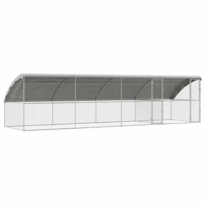 vidaXL Kletka za piščance 4 pcs srebrna 800 x 200 x 198,5 cm