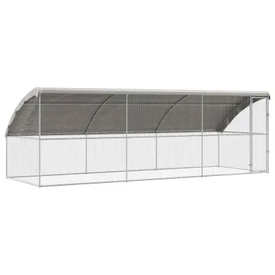 vidaXL Kletka za piščance 3 pcs srebrna 600 x 200 x 198,5 cm