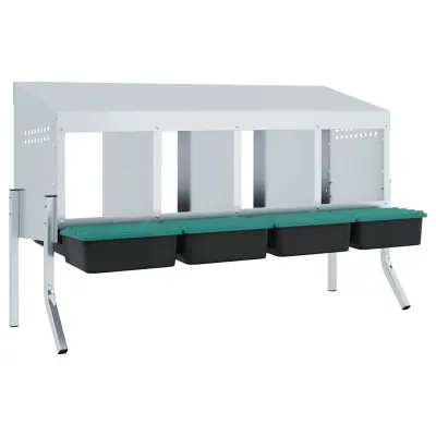 vidaXL Gnezdišče za piščance s 4 predelki in nogami iz pocinkanega jekla