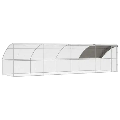 vidaXL Kletka za piščance 4 pcs srebrna 800 x 200 x 200 cm Jeklo in PE