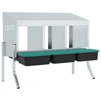 vidaXL Gnezdišče za piščance s 3 predelki in nogami iz pocinkanega jekla