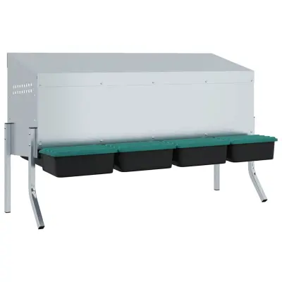 vidaXL Gnezdišče za piščance s 4 predelki in nogami iz pocinkanega jekla