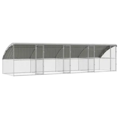 vidaXL Kletka za piščance 4 pcs srebrna 800 x 200 x 198,5 cm