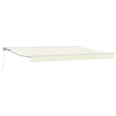 vidaXL Ročno zložljivo senčilo krema 4 × 3 m Poliester s PU premazom