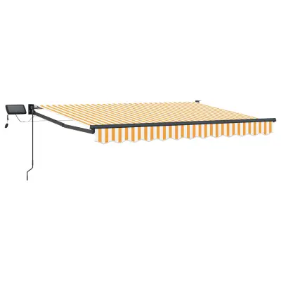 vidaXL Ročna zložljiva senčnica z LED lučmi Rumena in Bela 3 x 2,5 m